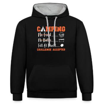 camping Challenge accepted - Contrast hoodie - black/heather grey - Front - Anna (173cm) & Nico (186cm)
