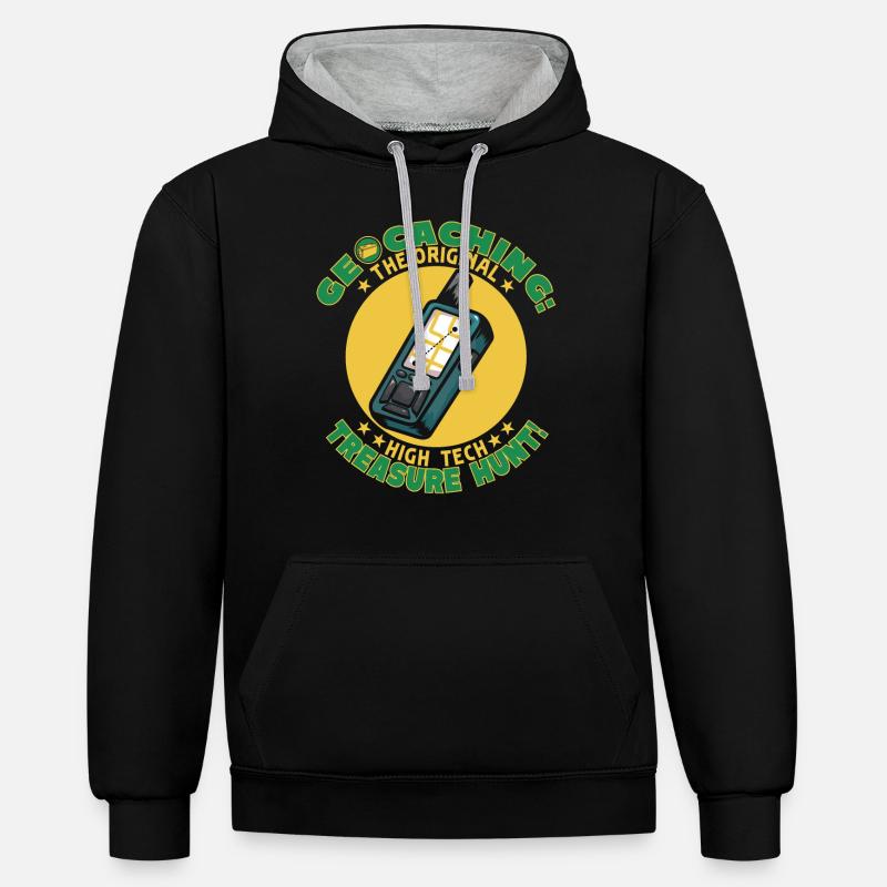 Géocaching : La chasse au trésor high-tech originale ! - Sweat à capuche contrasté - noir/gris chiné