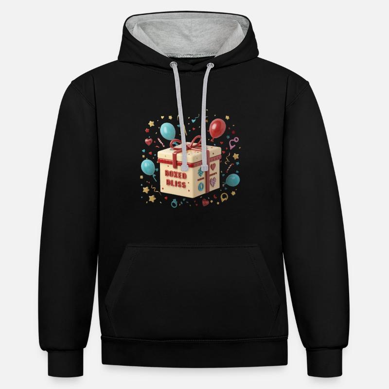 BOÎTES EN CARTON, BOX BLISS - Sweat à capuche contrasté - noir/gris chiné