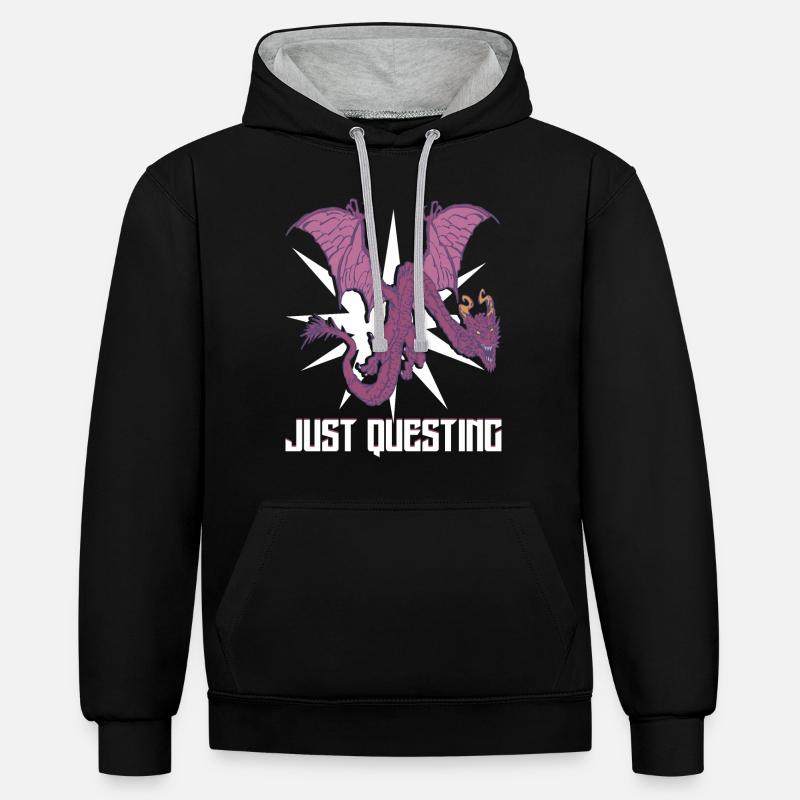 Juste une quête - Sweat à capuche contrasté - noir/gris chiné