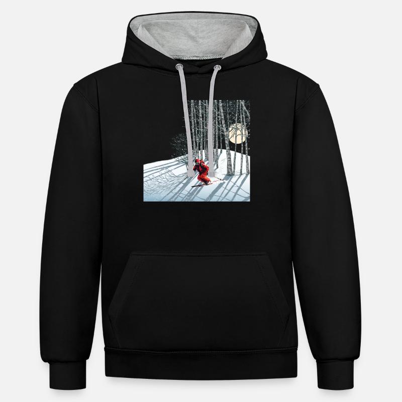 Nachtskifahren Ski nocturne - Sweat à capuche contrasté - noir/gris chiné