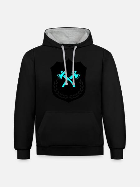 Wappen Axt Äxte - Kontrast-Hoodie - Schwarz/Grau meliert