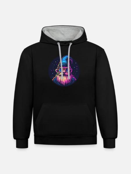 Space Dwarf Retro Look - Contrast hoodie - black/heather grey