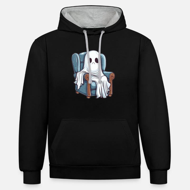 Fantôme sur fauteuil - Sweat à capuche contrasté - noir/gris chiné