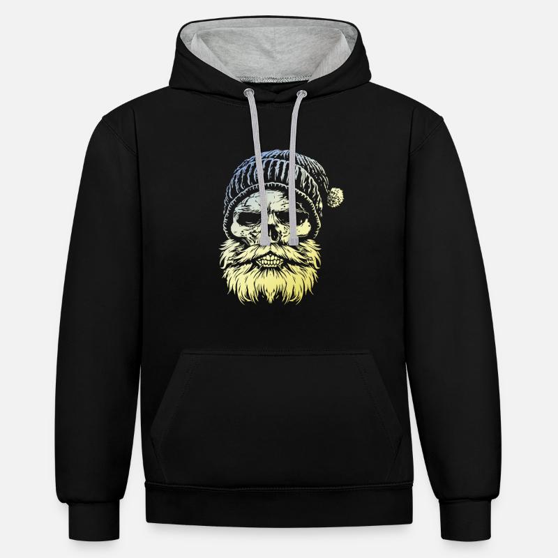 Crâne de bûcheron - Sweat à capuche contrasté - noir/gris chiné