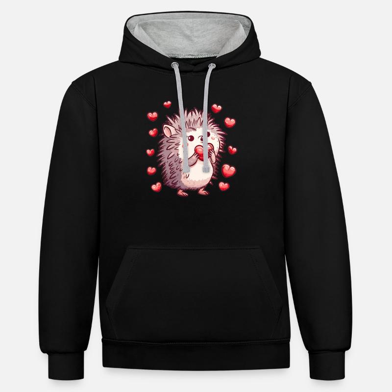 Mignon coeur hérisson - Sweat à capuche contrasté - noir/gris chiné