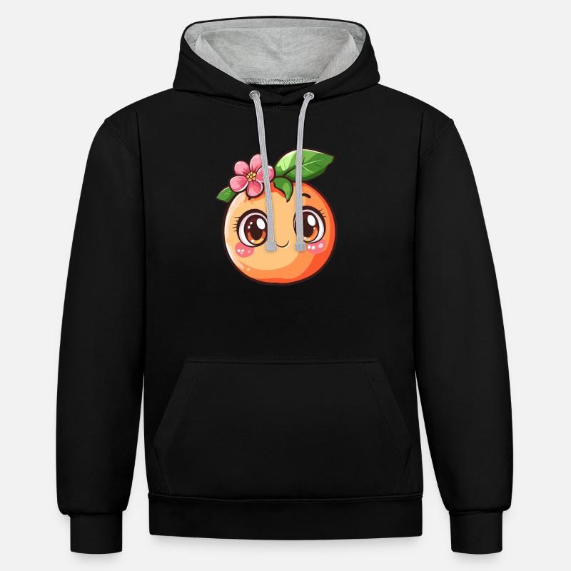 Pêche avec fleur - Sweat à capuche contrasté - noir/gris chiné