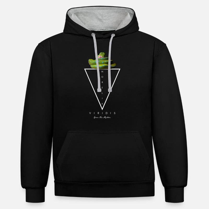 Green Tree Python Modern Geometric - Contrast hoodie - black/heather grey