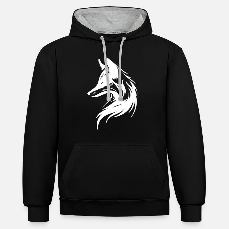 Élégant Beau Renard élégant - Sweat à capuche contrasté - noir/gris chiné