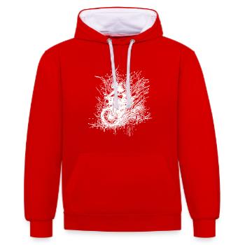 Motard Motard Tout-terrain Ride Splash Style - Sweat à capuche contrasté - rouge/blanc - Devant - Liana (172cm) & Jaron (178cm)