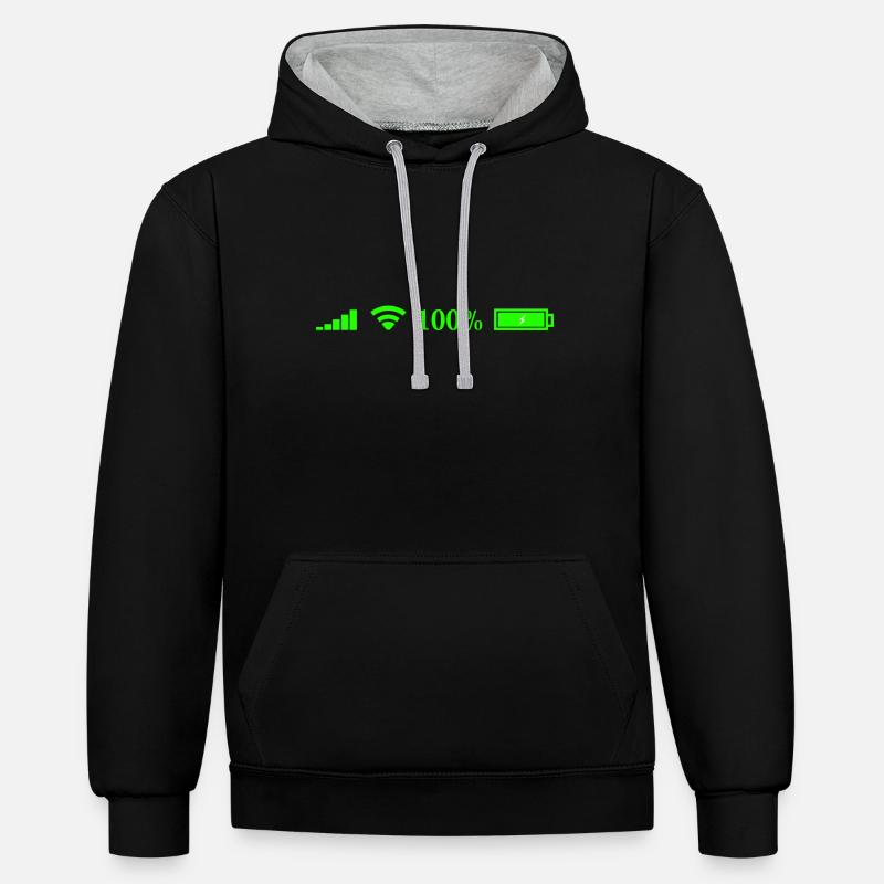 internet - Sweat à capuche contrasté - noir/gris chiné