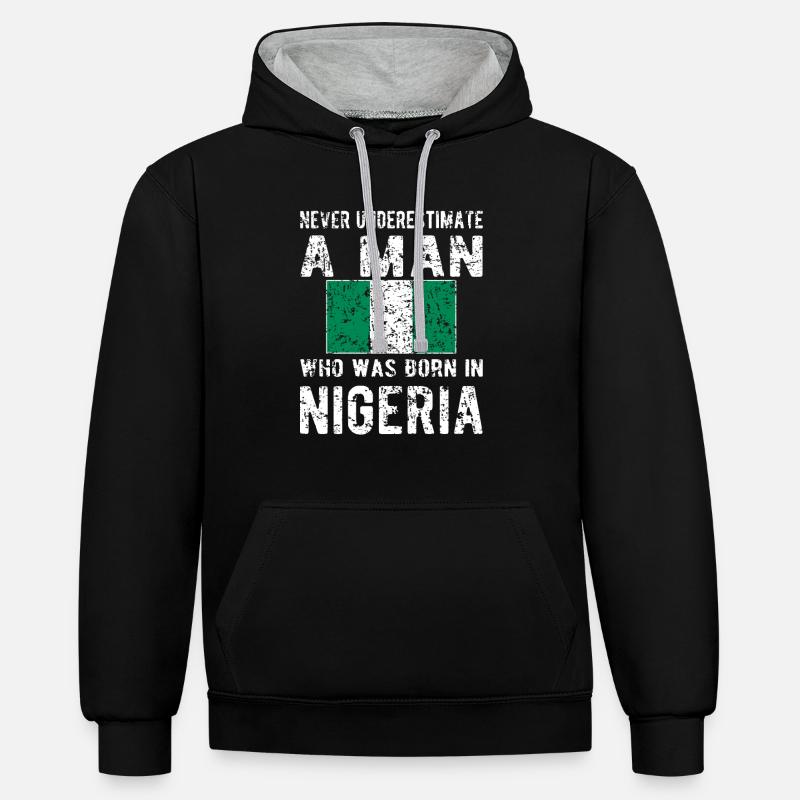 Fier drapeau nigérian nigérian - Sweat à capuche contrasté - noir/gris chiné