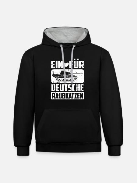 Panzer Leopard - Kontrast-Hoodie - Schwarz/Grau meliert