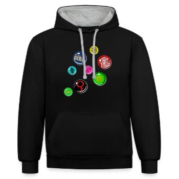 Pin Fake Buttons Girl Girl Power - Contrast hoodie - black/heather grey - Front - Anna (173cm) & Nico (186cm)