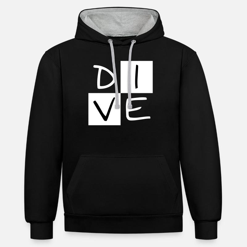 Plongée sur la place - Sweat à capuche contrasté - noir/gris chiné