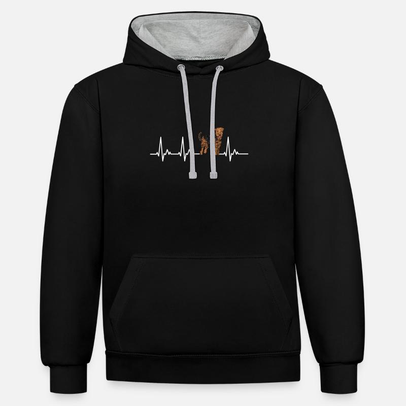 Airedale Terrier Gift Chiens - Sweat à capuche contrasté - noir/gris chiné