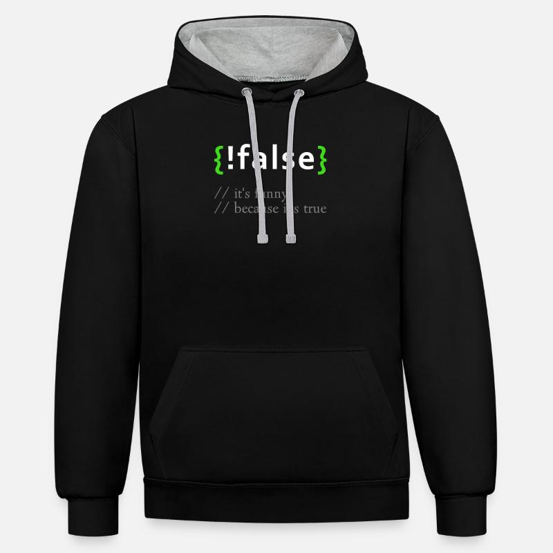 ! False - Lustige Codierung Programmierer Computerprogramm - Kontrast-Hoodie - Schwarz/Grau meliert