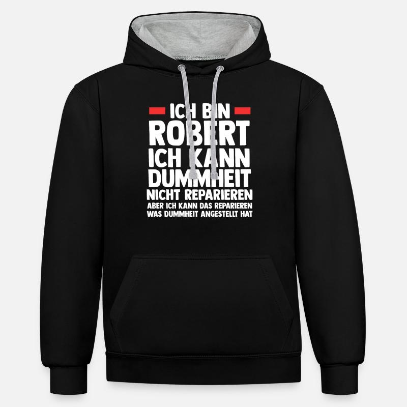 Robert - Sweat à capuche contrasté - noir/gris chiné