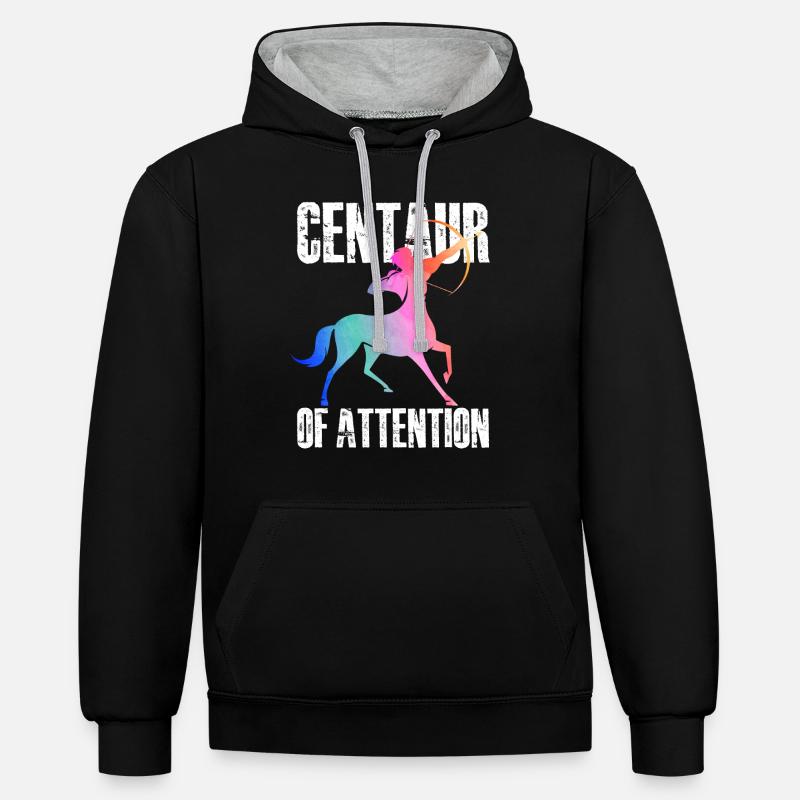 Centaure de l’attention | Mythologie grecque - Sweat à capuche contrasté - noir/gris chiné