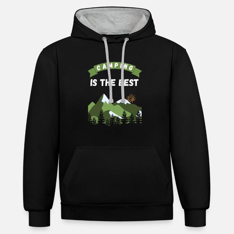 Campingis le meilleur - Design - Sweat à capuche contrasté - noir/gris chiné