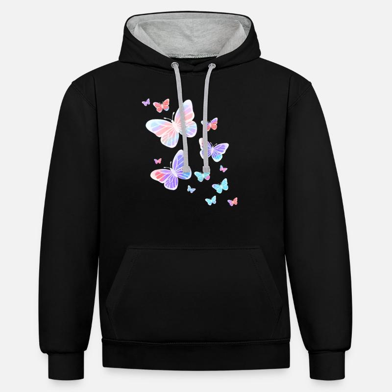 Papillon Papillons Papillon Nature - Sweat à capuche contrasté - noir/gris chiné