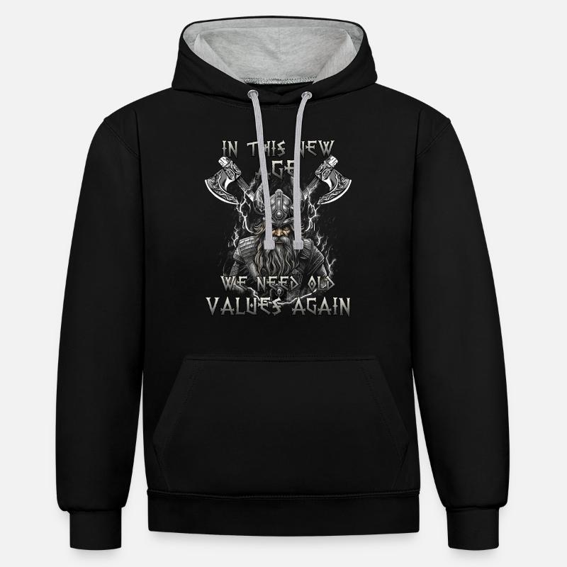 Walhalla Erbe Geschenk einer Kriegerkultur - Kontrast-Hoodie - Schwarz/Grau meliert