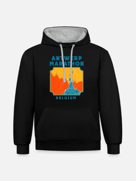Antwerp Marathon - Belgium - Contrast hoodie - black/heather grey