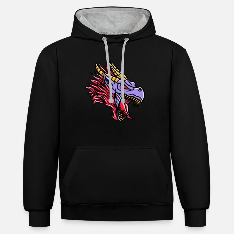 Fantasy RPG Dragon Magic Dungeon - Sweat à capuche contrasté - noir/gris chiné