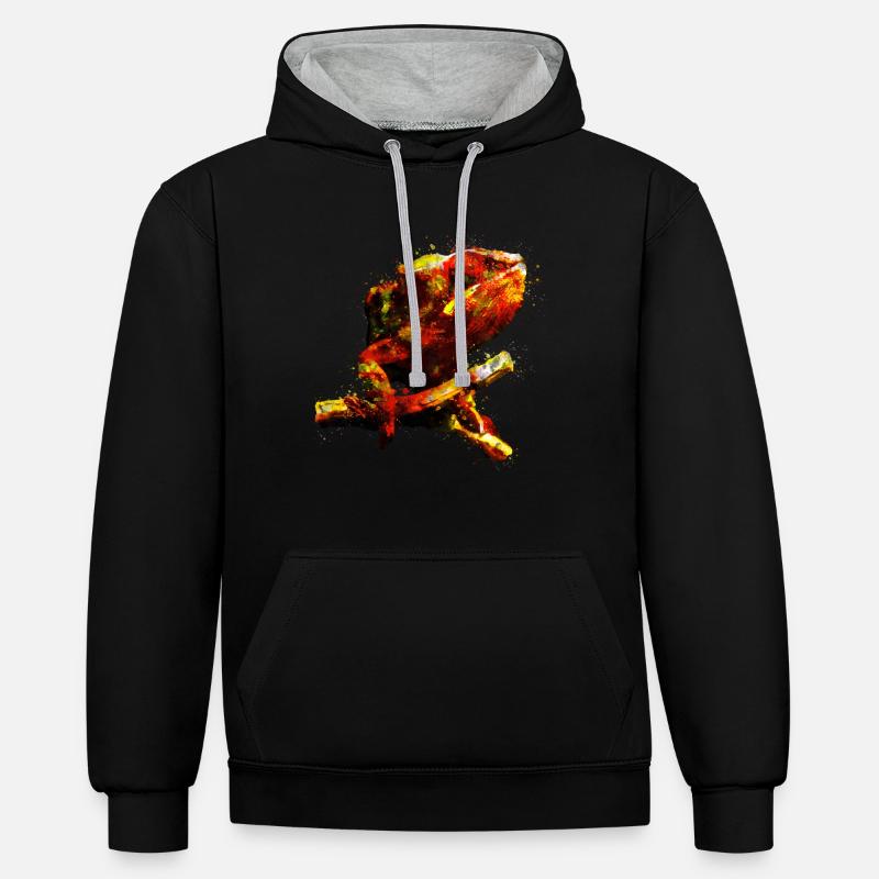 gxp parfait caméléon chamaeleon - Sweat à capuche contrasté - noir/gris chiné