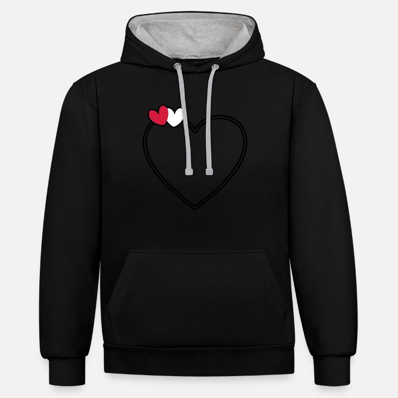 Coeur de 2 coeurs - Sweat à capuche contrasté - noir/gris chiné