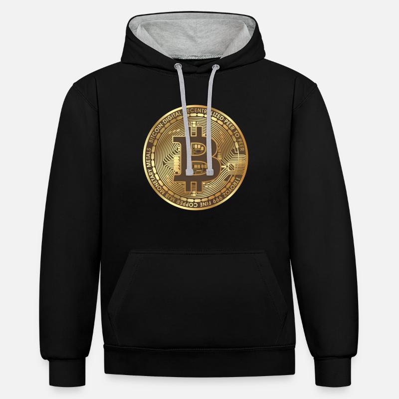 Bitcoin ABC - Sweat à capuche contrasté - noir/gris chiné