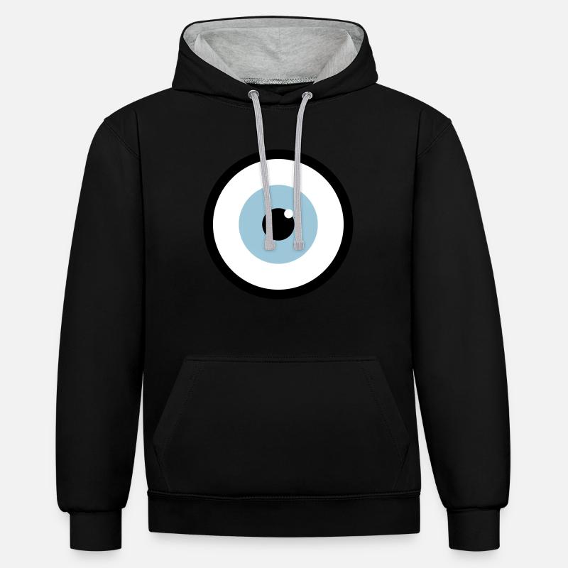 œil - Sweat à capuche contrasté - noir/gris chiné