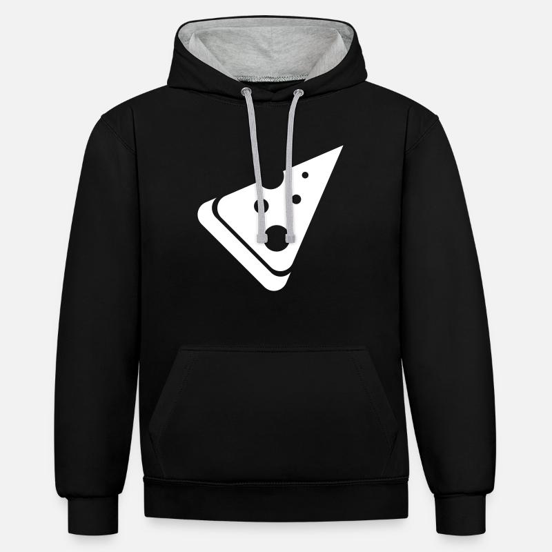 chemise de fête graphique pizza - Sweat à capuche contrasté - noir/gris chiné
