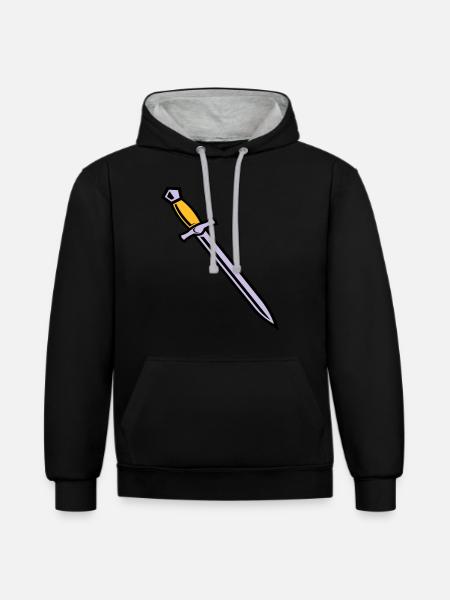 Schwert - Kontrast-Hoodie - Schwarz/Grau meliert