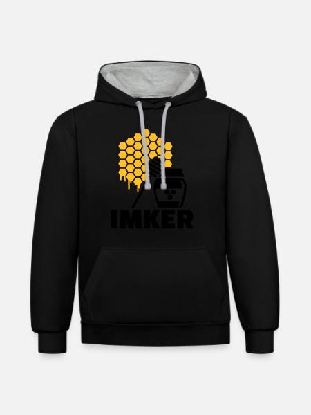 Imker - Kontrast-Hoodie - Schwarz/Grau meliert