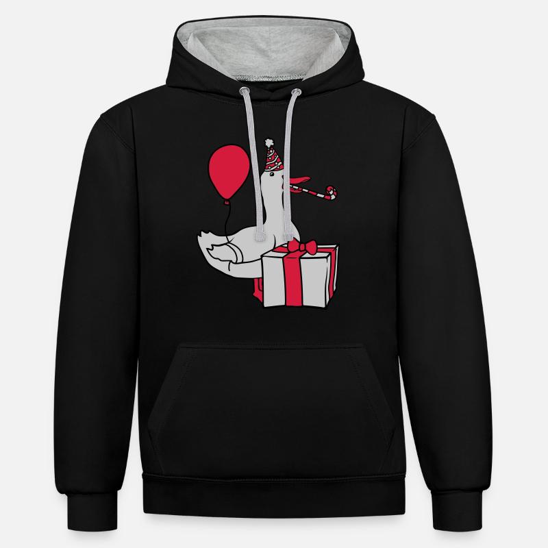 Fête d’anniversaire Célébrer l’oie - Sweat à capuche contrasté - noir/gris chiné