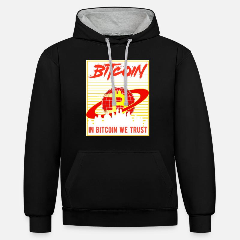 In Bitcoin we trust - Sweat à capuche contrasté - noir/gris chiné