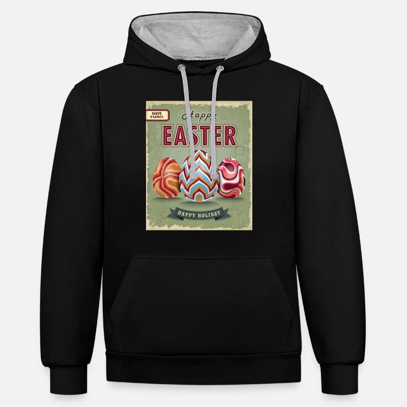 Happy Easter Amo - Sweat à capuche contrasté - noir/gris chiné