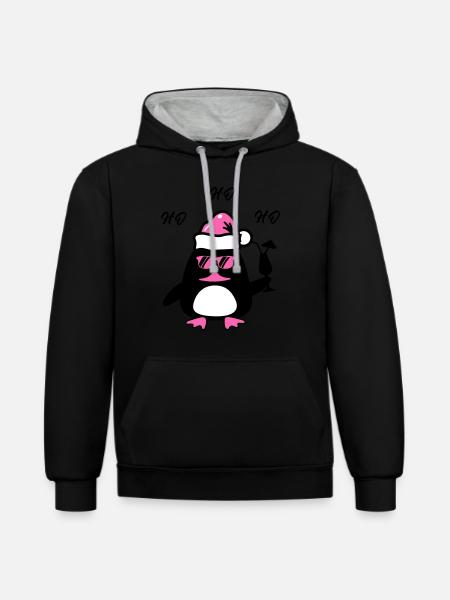 Beach Duck Christmas - Contrast hoodie - black/heather grey