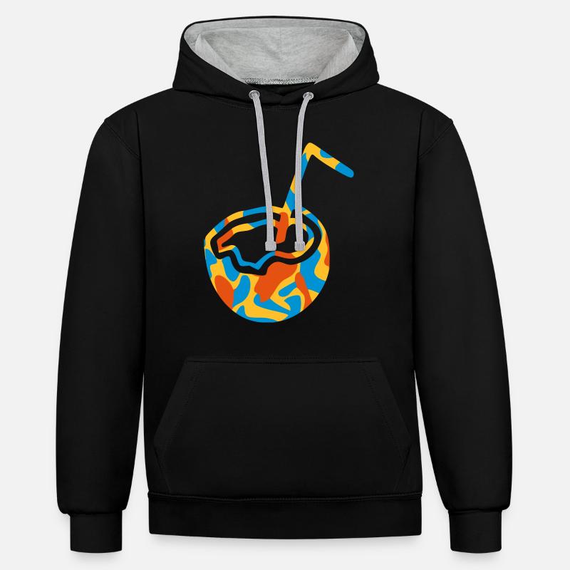 COCO / COCO - CAMO / CAMO - Sweat à capuche contrasté - noir/gris chiné