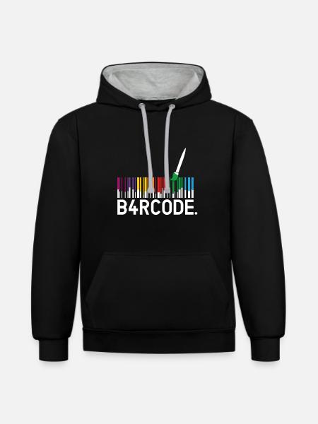 B4RCODE. Painted - Contrast hoodie - black/heather grey