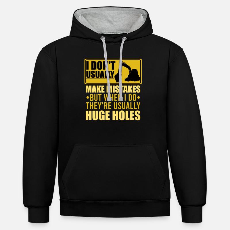 Retro Bagger Spruch Baggerfahrer Baustelle - Kontrast-Hoodie - Schwarz/Grau meliert