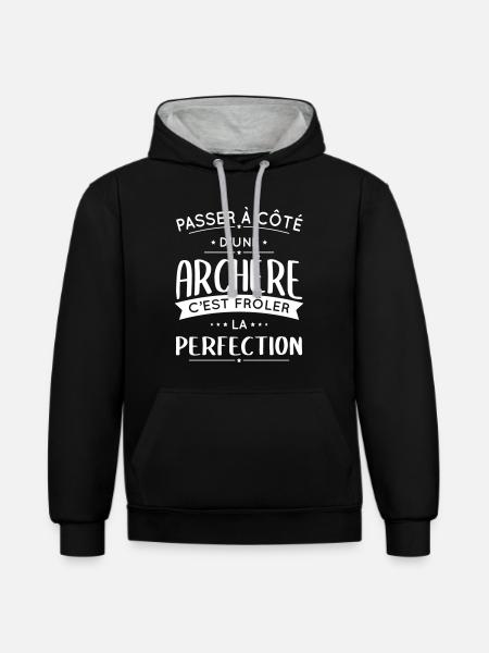 Archère - Frôler la perfection - Sweat à capuche contrasté - noir/gris chiné