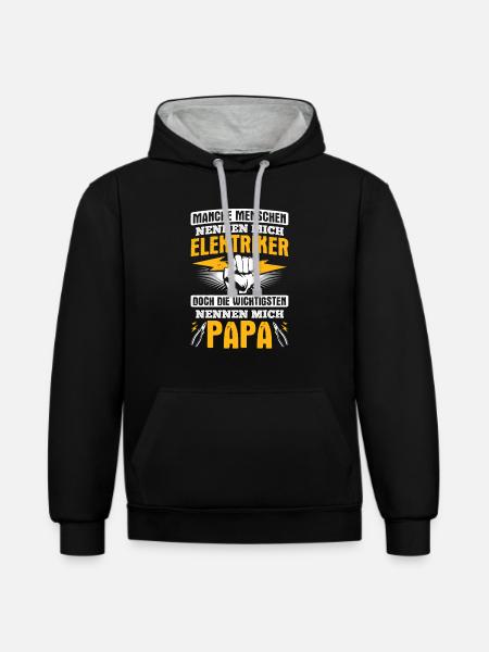 Elektriker Elektrik - Kontrast-Hoodie - Schwarz/Grau meliert