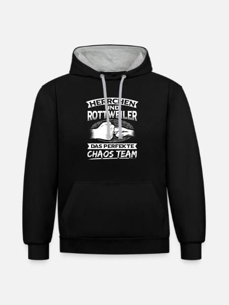 Rottweiler Hund Rottweiler Besitzer - Kontrast-Hoodie - Schwarz/Grau meliert