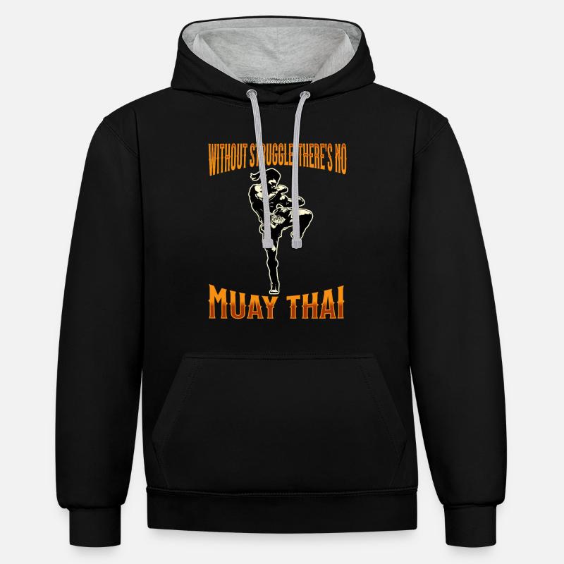 Muay Thaï Boxe Muay Thaï - Sweat à capuche contrasté - noir/gris chiné