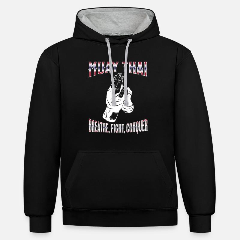 Muay Thaï Boxe Muay Thaï - Sweat à capuche contrasté - noir/gris chiné