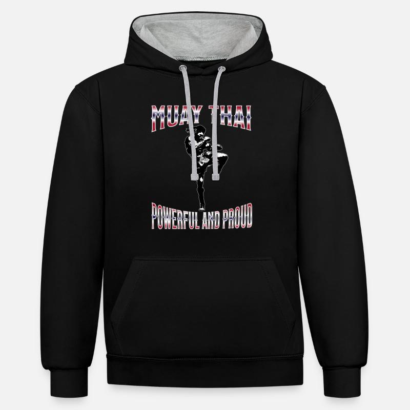 Muay Thaï Boxe Muay Thaï - Sweat à capuche contrasté - noir/gris chiné