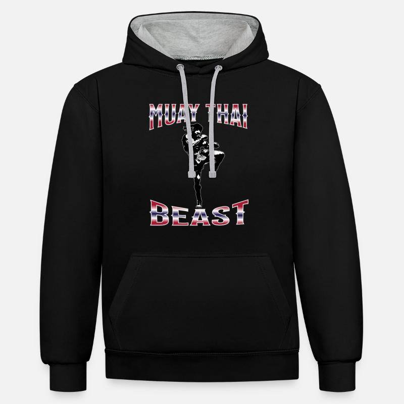 Muay Thai Boxe Muay Thai - Sweat à capuche contrasté - noir/gris chiné