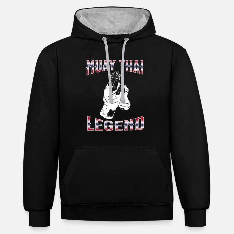 Muay Thaï Boxe Muay Thaï - Sweat à capuche contrasté - noir/gris chiné